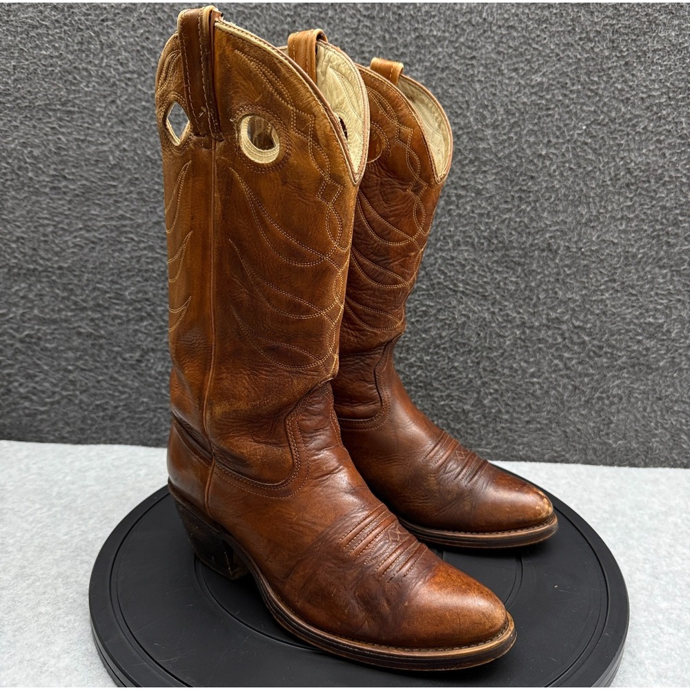 Vintage‎ Acme Dingo Punchy Buckaroo Boots Mens 7.5E Leather Cowboy Western 1607